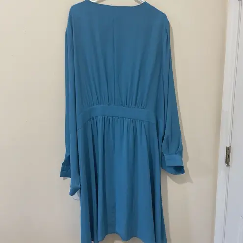 City Chic NEW  Shibara Wrap Longline Blouse Seafoam Blue Flowy Plus Sz 24 2XL