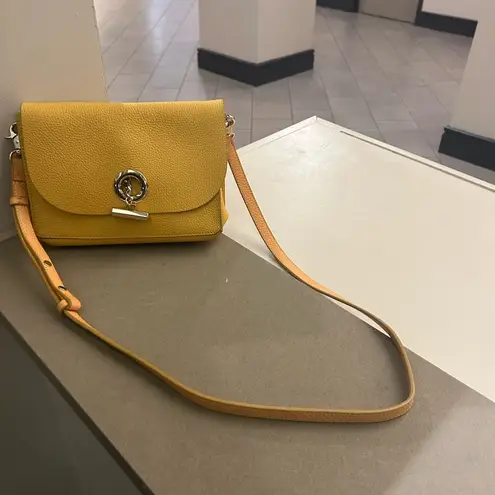 Botkier New York Vibrant Yellow Crossbody Bag with Long Strap and Flap Closure