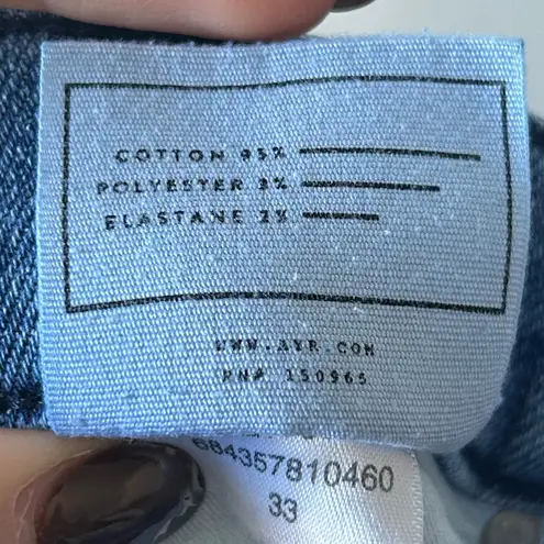 AYR The Pop Straight Leg Raw Hem High Rise Denim Blue Jeans Size 33