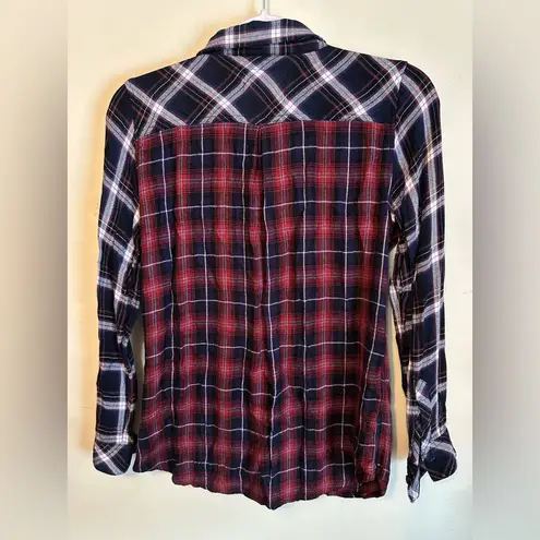 Rails Womens Red Navy Plaid Button Up Flannel Shirt Size Medium Preppy Cabin - Image 4