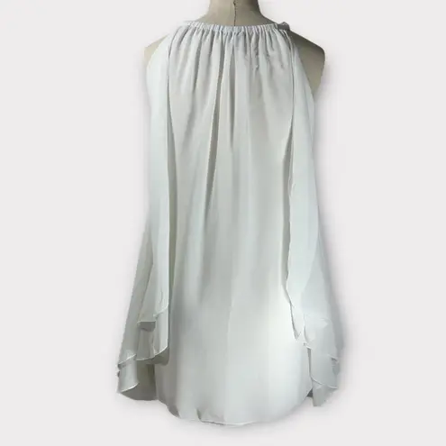 Women’s Saks Fifth Avenue White Layered Chiffon Sleeveless Blouse Size Small#167