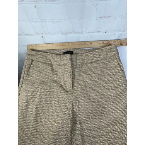 Adrienne Vittadini Women's Dress Pants Size 10 Brown Tan Geometric Print Stretch