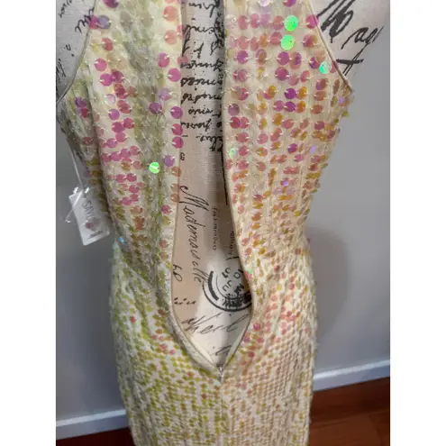 Saylor NWT Khoudia Sequined Halter Maxi Dress Pink Champagne Sz S $363