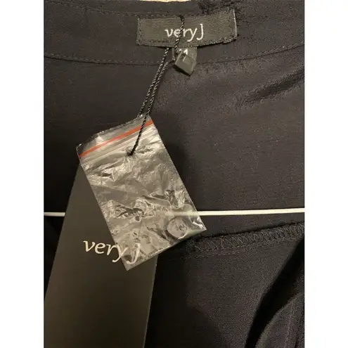 Very J Women's Black Button-Up Short Sleeve Collar Dress Size Medium