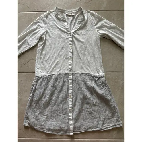 LOGO By Lori Goldstein LOGO Lori Goldstein Shirtdress Womens XS White Gray Career Preppy Sophisticated