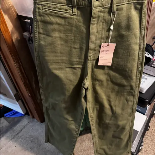 Organic Stretch Cotton Twill Straight Leg Cropped Pants Green Size 26