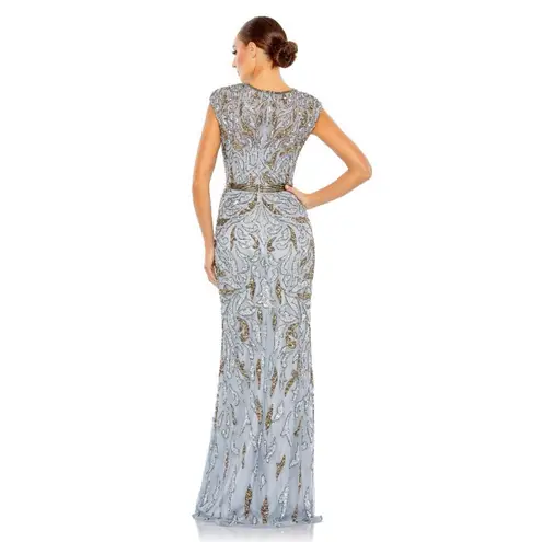 Mac Duggal NWT 5532 Embellished Illusion Cap Sleeve Column Gown Size 10