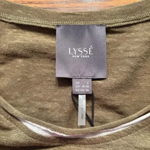 Lysse Jungle Khaki Classic Tee Short Sleeve Women's Size L 95% Linen NWT