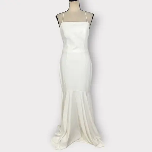 Elliatt Collins Mermaid Gown Women's Large Ivory Maxi Dress Strappy Square Neck