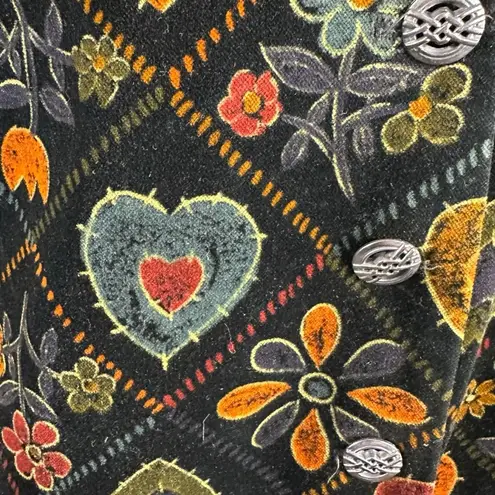 Ruff Hewn Vintage 80s 90s Bohemian Whimsical Velvet Folk Art Vest Size Medium