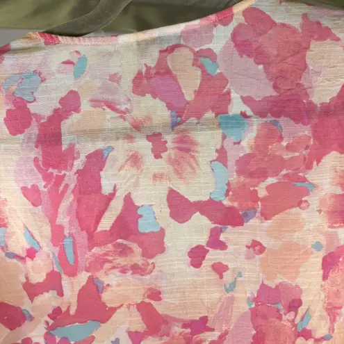 Counterparts Floral Crochet Trim Long Sleeve Blouse Womens XL Pink Peach New