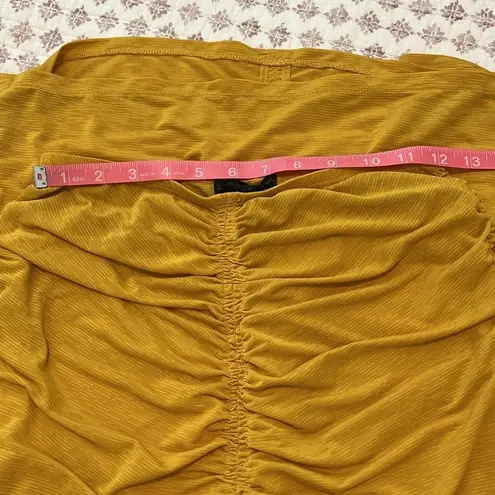 House of Harlow 1960 Sexy Summer Ruched Jersey Maxi Skirt Bronze Yellow Size XS