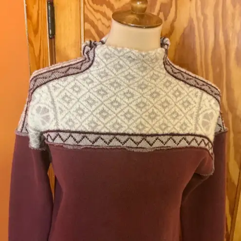 Free People  Nordic Fair Isle Mock Neck Pullover Sweater Sweatshirt