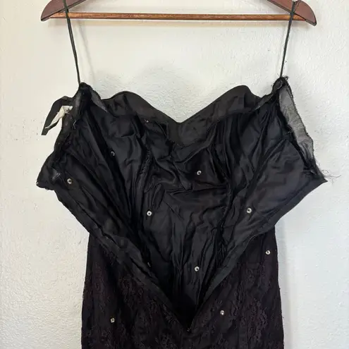 Jolie Madame A Division of Leo Dinerman Inc Vintage Black Lace Rhinestone Embellished Mermaid Style Strapless Formal Dress