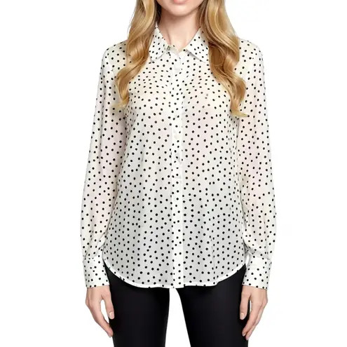 EMERSON FRY Ribbons Blouse, Ivory Dot, Large White