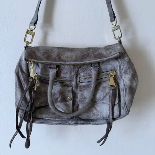 Aimee Kestenberg Bag Jaylin Metallic Leather Satchel Shoulder Rose Gold