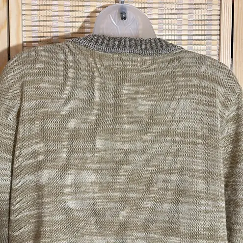 Collageman Vintage 1990s Y2K Row Houses Ship Weathervanes Beige Sweater Large Tan