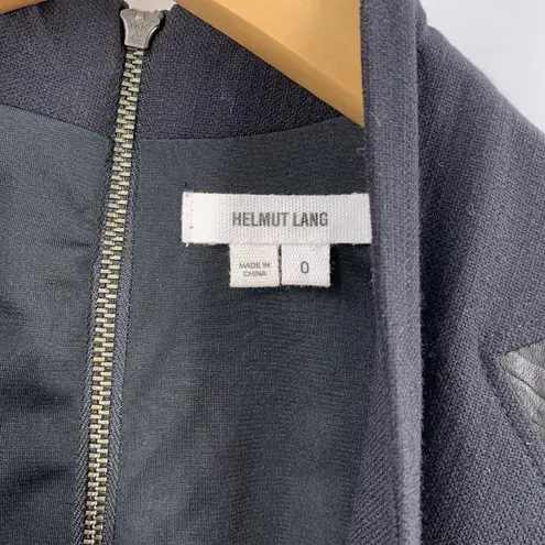 Helmut Lang Black Wool and Blistered Leather Panel Dress Size 0 Avant Garde