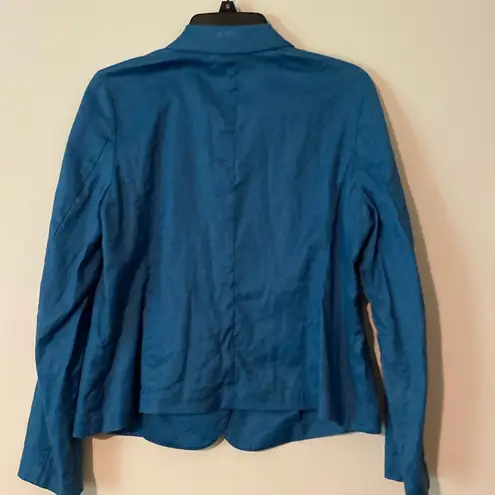 J.Jill  fitted  1 button blazer sports jacket peacock blue medium stretch