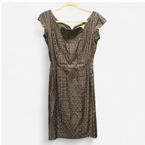 Vintage 50s Two Piece Brown Polka Dot Print Dress And Jacket Peter Pan Collar Size XS