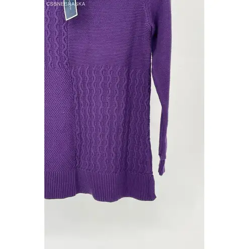 Karen Scott Purple Women's Sweater Dynasty V-Neck Mixed Knit 100% Cotton - XS