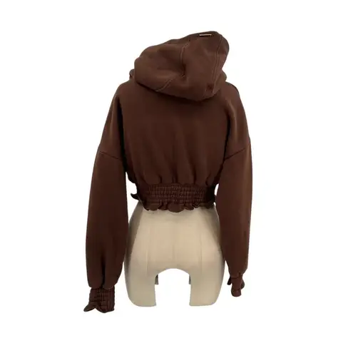 Maniere De Voir Cropped Hoodie Sweatshirt Cotton Brown Tracksuit Size 8