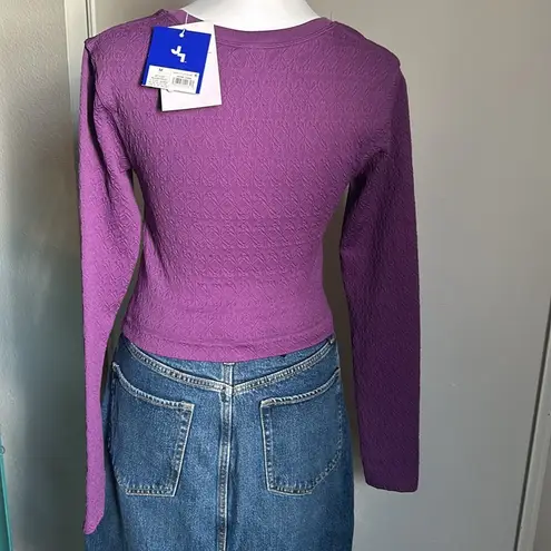 JoyLab NWT Women’s Mulberry Cropped Long Sleeve Textured Athletic Workout Top