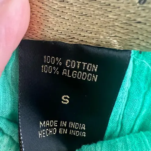 NWOT Metrowear Green Tiered Crinkle Elastic Waist Boho Maxi Skirt SMALL