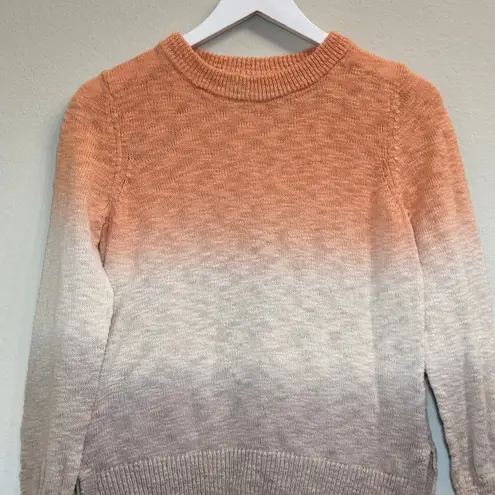 Faherty Muir Dip Dye Sweater Organic Cotton Ombre Size S Orange White Beige