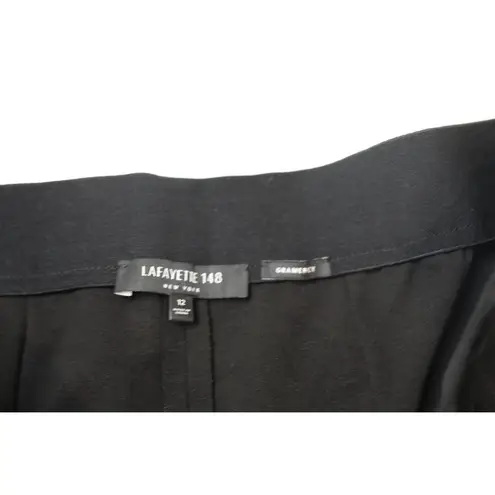 Lafayette 148  Women Gramercy Skinny Pants Size 12 Black Soft Velour Side Zip