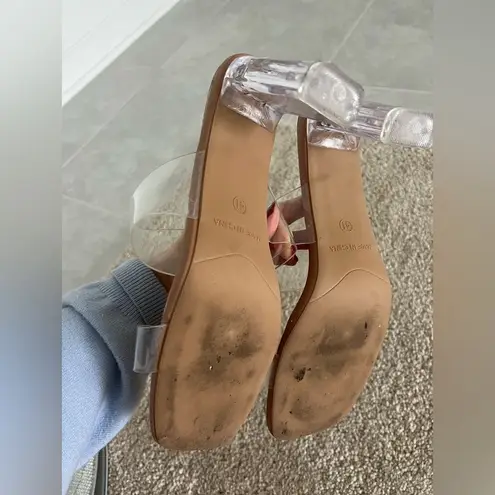 Women's Square Open Toe Slippers Shoes Casual Chunky Heel Sandals White Size 9