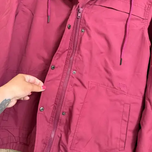 Volcom  Magenta Pink Light Rain Zip Button Up Jacket Size Large Flawed