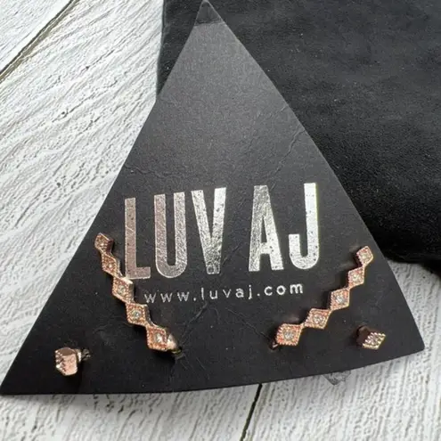 LUV‎ AJ Diamond Kite Crawler & Stud Earring Set Rose Gold