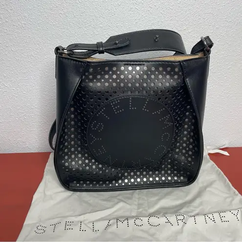 Stella McCartney Black Laser Cut Faux Leather Crossbody Bag