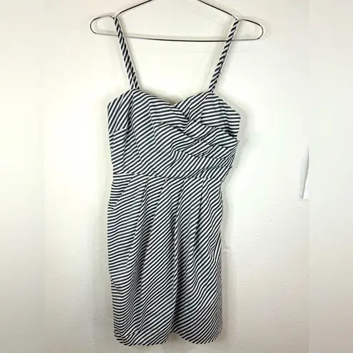 A Byer A.Byer Striped Sweetheart Sundress Size 7 Gray White Adjustable Spaghetti Straps