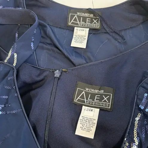 Alex Evenings Alex Evening Blue Sequins Two Piece Jacket Sleeveless Midi Dress Size 24W - Image 12