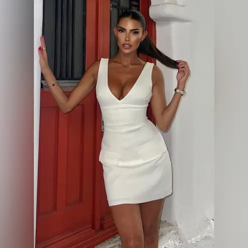 House Of CB  OLYMPIA White Plunge MINI DRESS NWOT Size‎ S