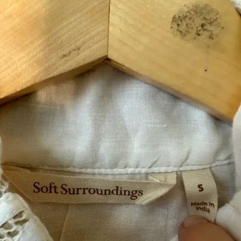 Soft Surroundings Soft Surroundings Tunic Top Womens Small Button Front Long Sleeve Beige