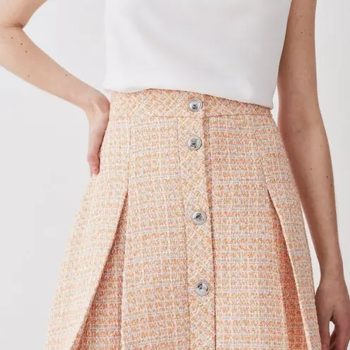 Karen Millen Peach Tweed Button Mini Skirt