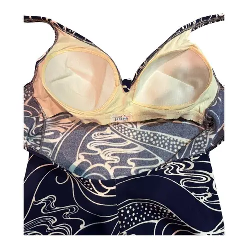 Jantzen retro pin up Swimsuit navy white floral size large