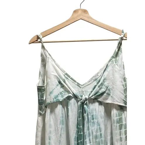 Attic Salt Tie Dye Babydoll Flax Sun Dress Green Size L Beach Boho Summer Cute Size L