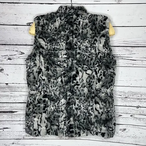 Dennis Basso  NWOT Size L Gray - Animal Print Faux Fur Reversible Vest Jacket