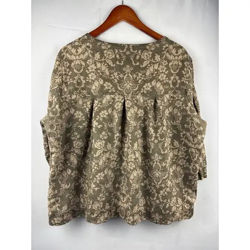 Caslon Womens 16W Linen Floral Print Jacket Brown