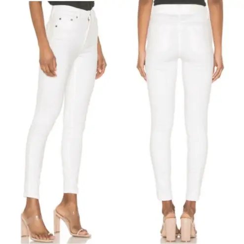 Pistola Revolve Distressed Skinny Crop Jeans in White Size 27