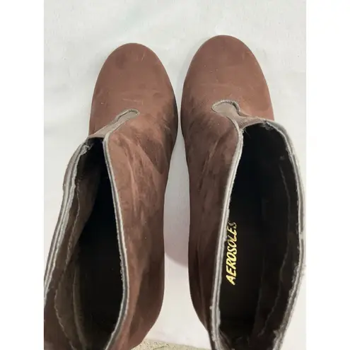 Aerosoles Womans Slip On Wedge Booties 9 Burgandy Back Zip