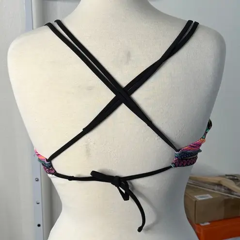 Shade & Shore  Womens Beaded Aztec Striped Bikini Top Shell Cross Back Size 36D