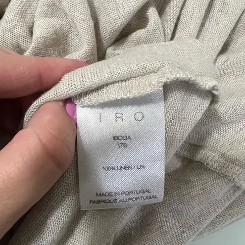 IRO Tan Knit Linen Tie Shoulder Midi Dress Size Small $275