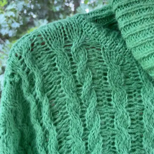 J.O.A. Just One Answer Women's Green Cable Knit Turtleneck Sweater Size L Size L