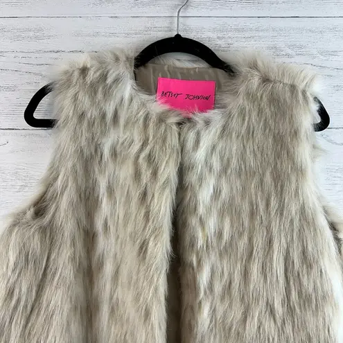 Betsey Johnson Betsy Johnson White and Brown Faux Fur Vest Size M