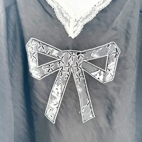 Edikted Womens Coquette Lace Bow Satin Effect Mini Slip Dress Size XL Black